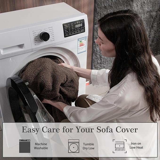 Couch Cushion Covers for Sectional Sofa, Stretch Soft Sofa Slipcovers Washable Wear-Resistant Universal Furniture Protector for Living Room(1 Piece Back Couch Cover, Brown)