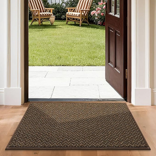 COSY HOMEER-Door-Mat 24"x36" Non Slip Absorbent Entryway Rugs Dirt Trapper Doormats Washable Entrance Mats Low Pile Welcome Floor Mat for Front Back Door and Entry Mats,Brown