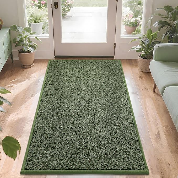 COSY HOMEER-Door-Mat 36"x60" Non Slip Absorbent Entryway Rugs Dirt Trapper Doormats Washable Entrance Mats Low Pile Welcome Floor Mat for Front Back Door and Entry Mats,Green