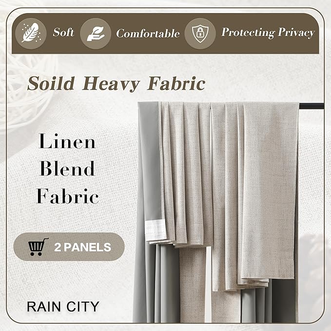 Extra Wide Patio Door Curtains 70 in Wide,Thermal Room Separator Decor Sunroom Weather Curtain 70 x 108 with Grey Backing Floor to Ceiling Tall Curtains for Living Room Long Large Beige Color 2 PCs