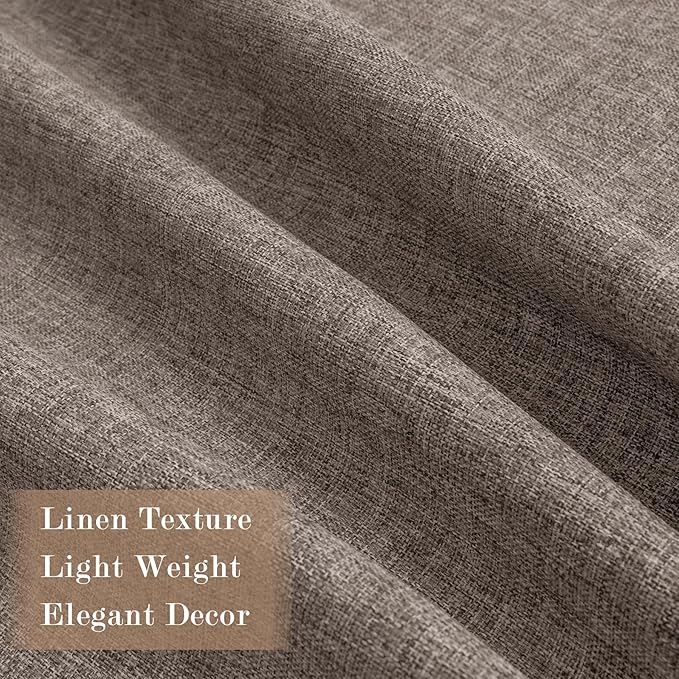 Light Coffee Pinch Pleat 100% Blackout Drapes Linen Blend, Room Divider, Room Darkening, Energy Saving, Furniture Protecting, Light Blocking Extra Wide Privacy Curtains, 240Wx84L, 1 PC