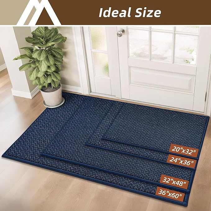 COSY HOMEER-Door-Mat 32"x48" Non Slip Absorbent Entryway Rugs Dirt Trapper Doormats Washable Entrance Mats Low Pile Welcome Floor Mat for Front Back Door and Entry Mats,Navy Blue