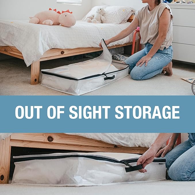 CleverMade Under Bed Storage Bag - Collapsible Storage for Shoes and Clothes Easy Use - Heavy Duty Utility Bag Home