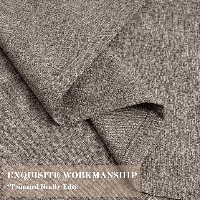 Extra Wide 100% Blackout Linen Textured Curtains - Room Dividers, W150 x L108 (1 Panel), Pinch Pleat Drapes for Living Room, Full Light Block Out Drapery for Sliding Door, Light Coffee