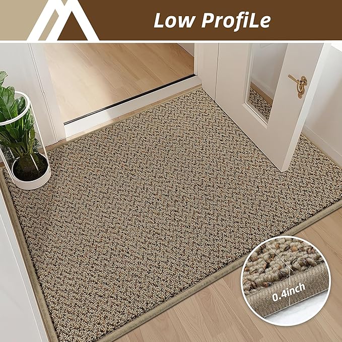 COSY HOMEER-Door-Mat 24"x36" Non Slip Absorbent Entryway Rugs Dirt Trapper Doormats Washable Entrance Mats Low Pile Welcome Floor Mat for Front Back Door and Entry Mats,Taupe