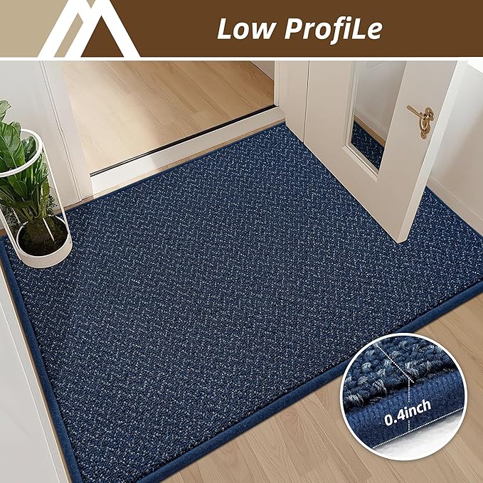 COSY HOMEER-Door-Mat 32"x48" Non Slip Absorbent Entryway Rugs Dirt Trapper Doormats Washable Entrance Mats Low Pile Welcome Floor Mat for Front Back Door and Entry Mats,Navy Blue