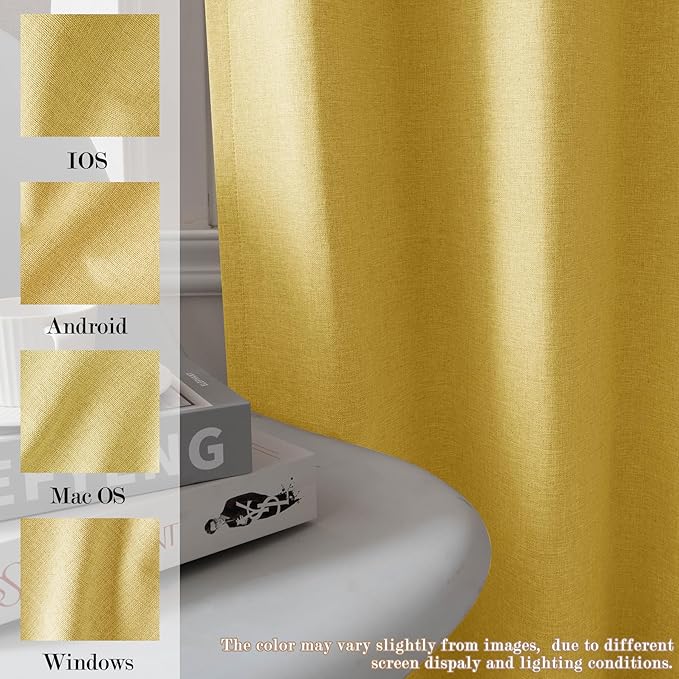 Room Divider Curtains Screen Partitions, Linen Look 100% Blackout Drapery 108 Inches Long, 100" Wide Pinch Pleated Window Drapes, Privacy Protecting, Light Blocking, (1 PC, Yellow)