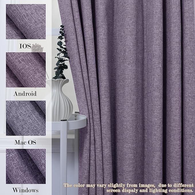 Full Blackout Privacy Curtains, 240 Inch Extra Wide Linen Blend Drapes, Pinch Pleat Window Drapery for Room Divider Storage/Space Room Separation, 1 Panel, W 240" x L 102", Violet