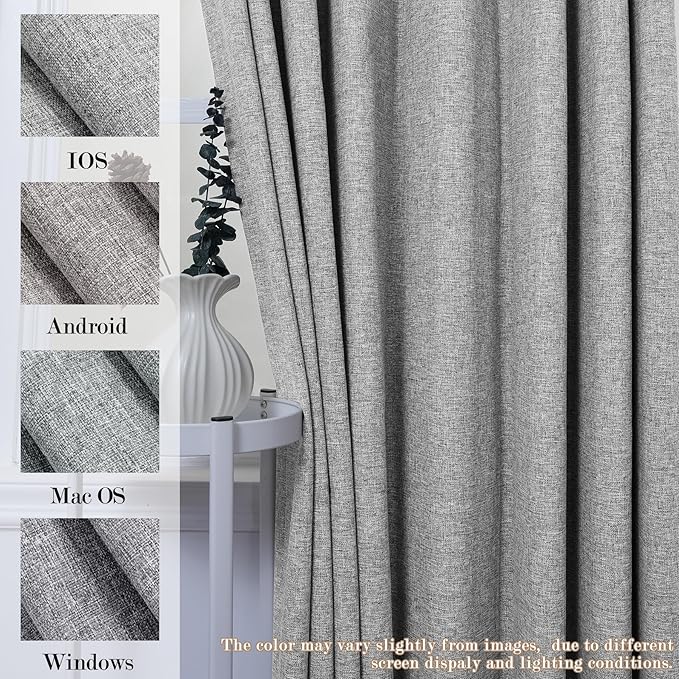 Full Blackout Privacy Curtains, 240 Inch Extra Wide Linen Blend Drapes, Pinch Pleat Window Drapery for Room Divider Storage/Space Room Separation, 1 Panel, W 240" x L 96", Light Grey