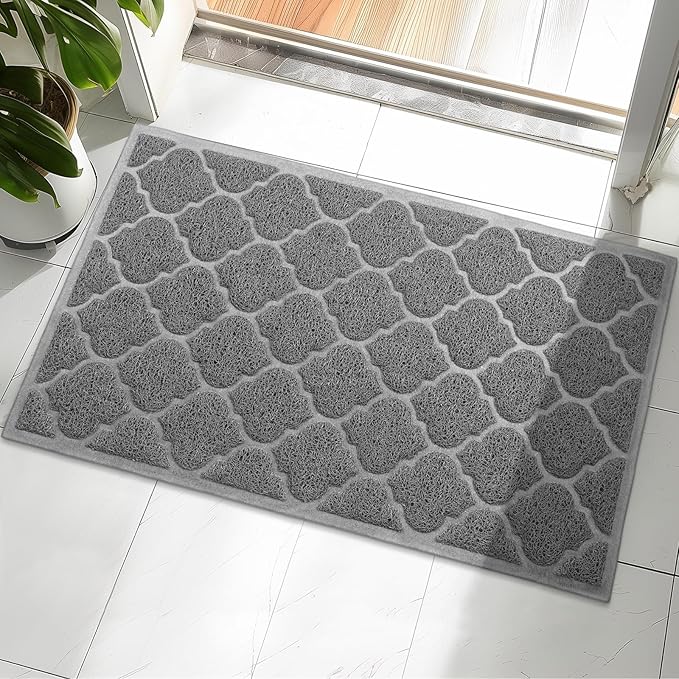 Door Mat Outdoor, 29x17, Welcome Mats for Entryway, Front Doormat for Home Entrance, Patio, Garage, High Traffic Areas, Indoor Floor Mat, Durable, Non-Slip, Catches Muddy and Dirt(Grey)