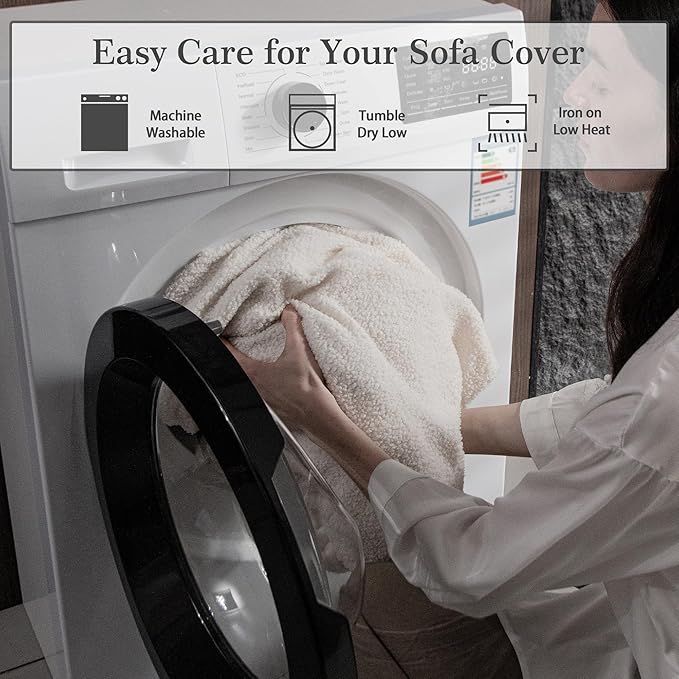 Couch Cushion Covers for Sectional Sofa, Stretch Soft Sofa Slipcovers Washable Wear-Resistant Universal Furniture Protector for Living Room(2 Seaters Covers, Ivory)