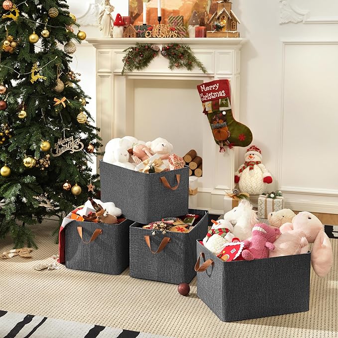 GRANNY SAYS Storage Baskets for Shelves, Closet Organizer Bins, Clothes Storage Bins with Metal Frame, Extra Large Baskets for Organizing and Storage, Collapsible, Dark Gray, 2-Pack