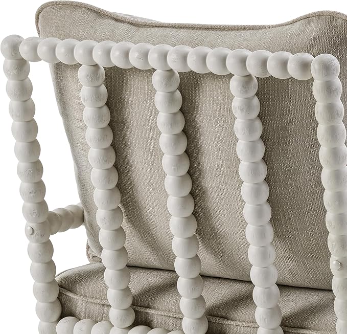 DUHOME Linen Fabric Spindle Accent Chair with Wood Frame,Spool Chairs with High Resilience Spring Cushion and Armrest Pads, Leisure Armchair for Living Room Bedroom Farmhouse Home Office Belcony