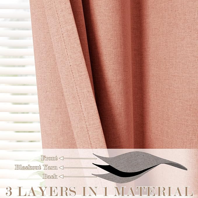 100" W x 96" L Faux Linen Room Divider Curtains, Full Blackout Pinch Pleated Drapes for Traverse Rod, Bedroom Divider Privacy Drapery with Hooks for Ceiling Track, 1 Panel, Orange
