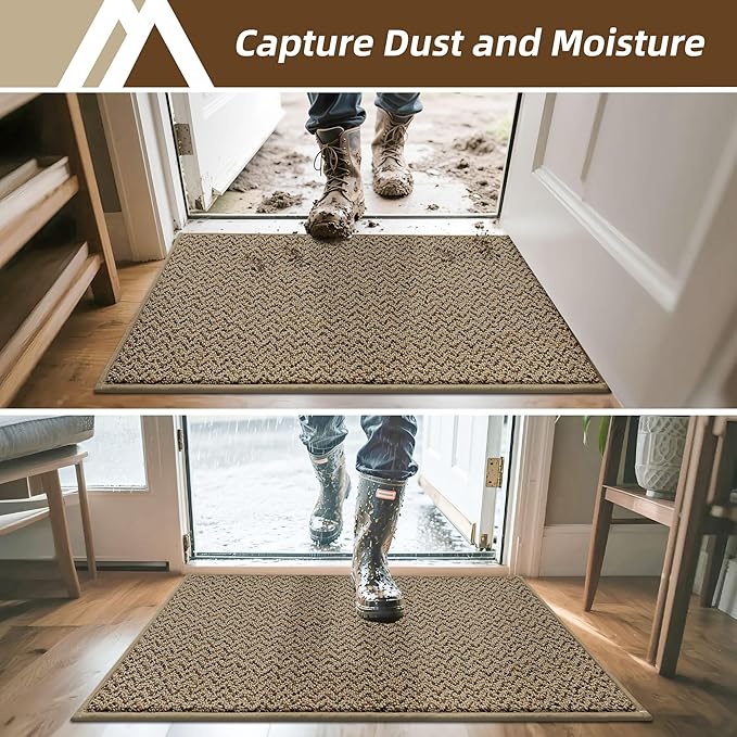 COSY HOMEER-Door-Mat 36"x60" Non Slip Absorbent Entryway Rugs Dirt Trapper Doormats Washable Entrance Mats Low Pile Welcome Floor Mat for Front Back Door and Entry Mats,Taupe