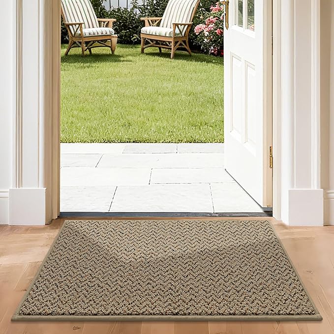 COSY HOMEER-Door-Mat 24"x36" Non Slip Absorbent Entryway Rugs Dirt Trapper Doormats Washable Entrance Mats Low Pile Welcome Floor Mat for Front Back Door and Entry Mats,Taupe