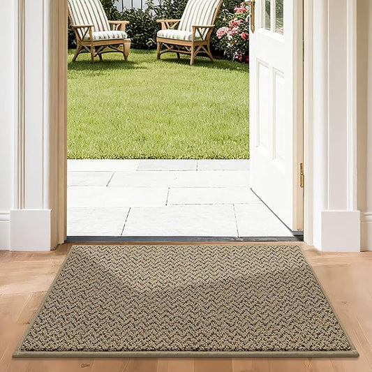 COSY HOMEER-Door-Mat 24"x36" Non Slip Absorbent Entryway Rugs Dirt Trapper Doormats Washable Entrance Mats Low Pile Welcome Floor Mat for Front Back Door and Entry Mats,Taupe