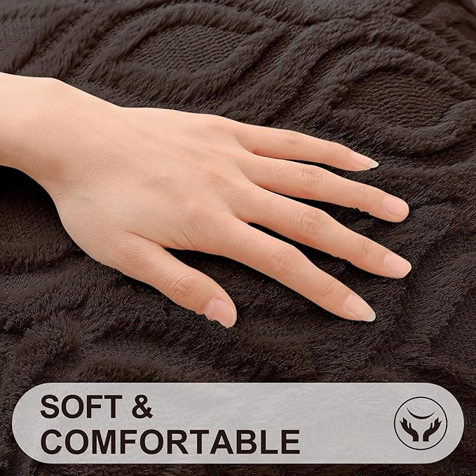 decorUhome Throw Pillow Covers 22x22 Inch Set of 2, Soft Plush Decorative Faux Fur Dark Brown Solid Couch Pillow Covers, Accent Farmhouse Neutral Square Euro Pillow Cases for Sofa Bed Living Room