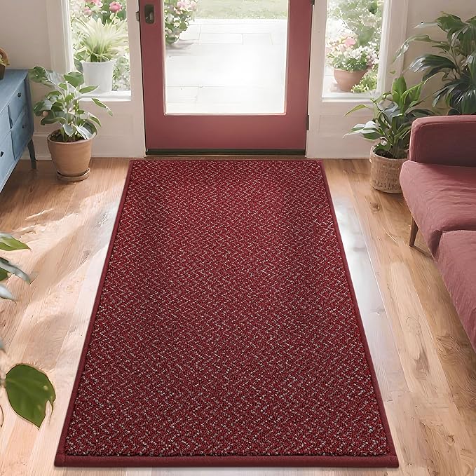 COSY HOMEER-Door-Mat 36"x60" Non Slip Absorbent Entryway Rugs Dirt Trapper Doormats Washable Entrance Mats Low Pile Welcome Floor Mat for Front Back Door and Entry Mats,Red