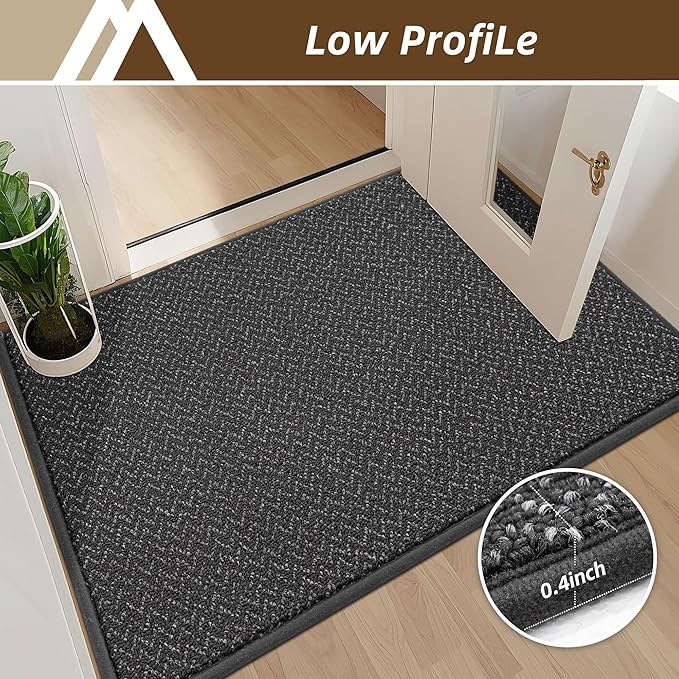 COSY HOMEER-Door-Mat 32"x48" Non Slip Absorbent Entryway Rugs Dirt Trapper Doormats Washable Entrance Mats Low Pile Welcome Floor Mat for Front Back Door and Entry Mats,Dark Grey