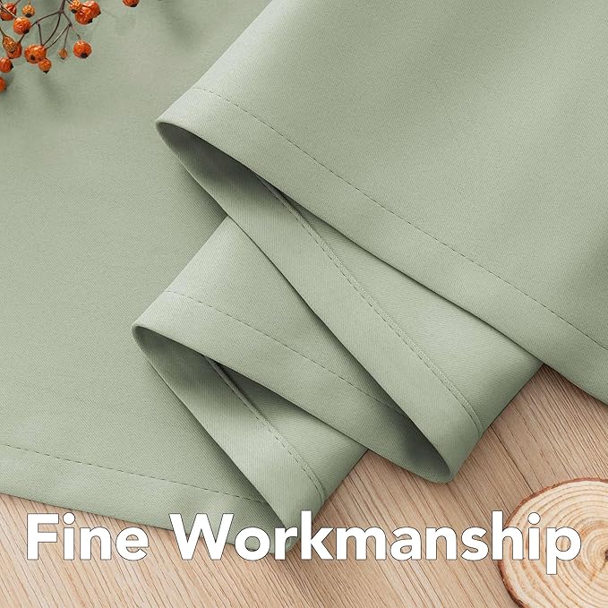 H.VERSAILTEX Blackout Curtains for Bedroom Thermal Insulated Room Darkening Living Room Curtains 84 Inch Long Grommet Privacy Protection Window Curtain Panels/Drapes for Nursery,2 Panels,Light Sage