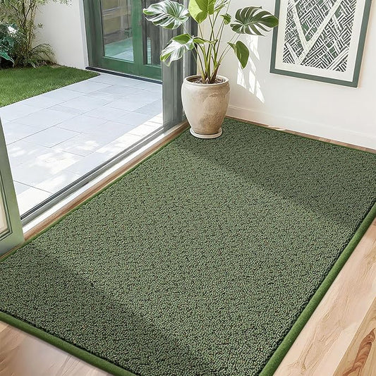 COSY HOMEER-Door-Mat 32"x48" Non Slip Absorbent Entryway Rugs Dirt Trapper Doormats Washable Entrance Mats Low Pile Welcome Floor Mat for Front Back Door and Entry Mats,Green