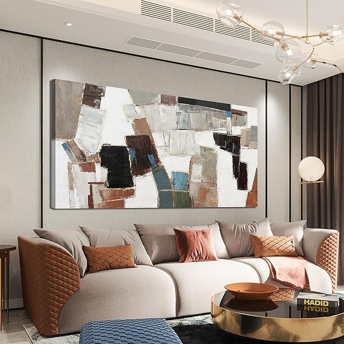 Dimpaga Abstract Wall Art Pictures for Living Room Wall Decor Modern Wall Art Decor Minimalist Geometric Line Artwork for Walls Textured Wall Art Prints Bedroom Office Wall Decor 24"X48"