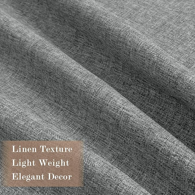 Extra Wide 100% Blackout Linen Textured Curtains - Room Dividers, W150 x L108 (1 Panel), Pinch Pleat Drapes for Living Room, Full Light Block Out Drapery for Sliding Door, Mid Grey