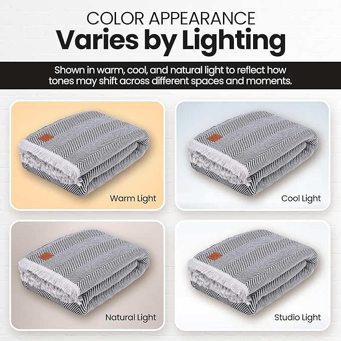 Gold Case Throw Blanket for Bed – 100% Recycled Turkish Cotton Bed Blanket – Decorative Throw Cotton Blankets for Living Room & Bedroom – Elegant Black Woven Queen Blankets – 90x90