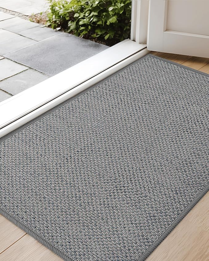 Color&Geometry Front Door Mat Indoor 27"x59", Rugs for Entryway, Non Slip Washable Low-Profile Inside, Entry Mat Entry Rug Door Mat Indoor Entrance, Light Grey (Rolled-up NO Creases)