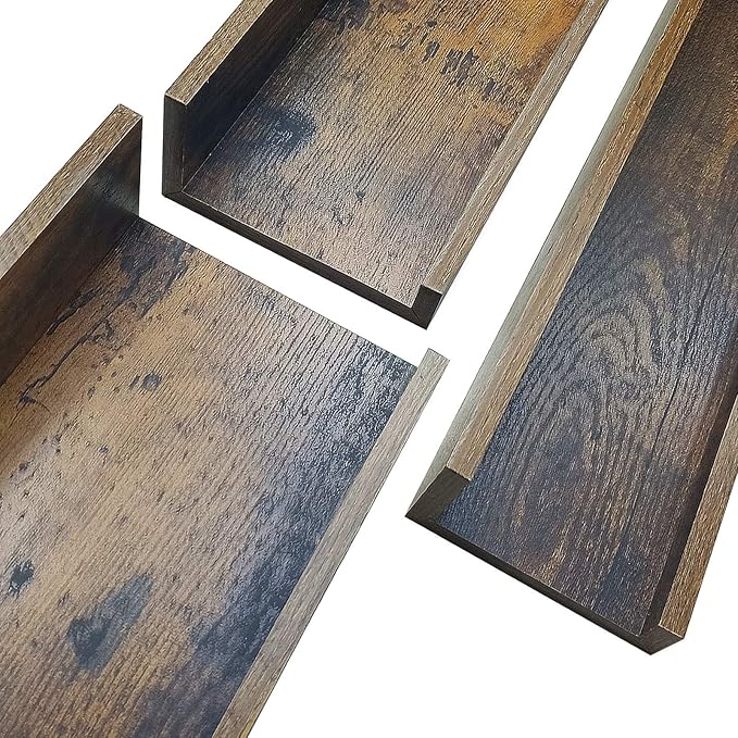 Giftgarden 47 Inch Long Floating Shelves for Wall, Rustic Picture Ledge Large Shelf for Living Room Bedroom Bathroom Kitchen, Set of 3 Different Sizes