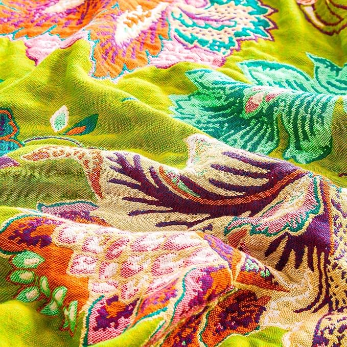 Fall Throw Blanket, 100% Cotton Soft Rustic Boho Throw Blanket for Bed, 50"x60" Farmhouse Decor Bed Flower Blankets, Light Weight Reversible Bohemian Throw Quilt