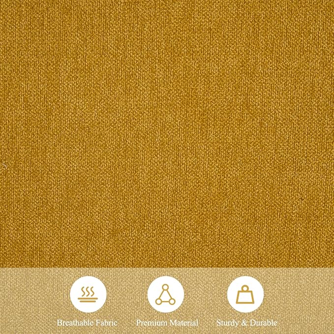 Furniliving 55” End of Bed Bench, Bedroom Bench with Button-Tufted, Large Upholstered Storage Ottoman Benches Window Bench with Storage Shoe Cabinet Bench, for Bedroom, Living Room, Linen, Yellow