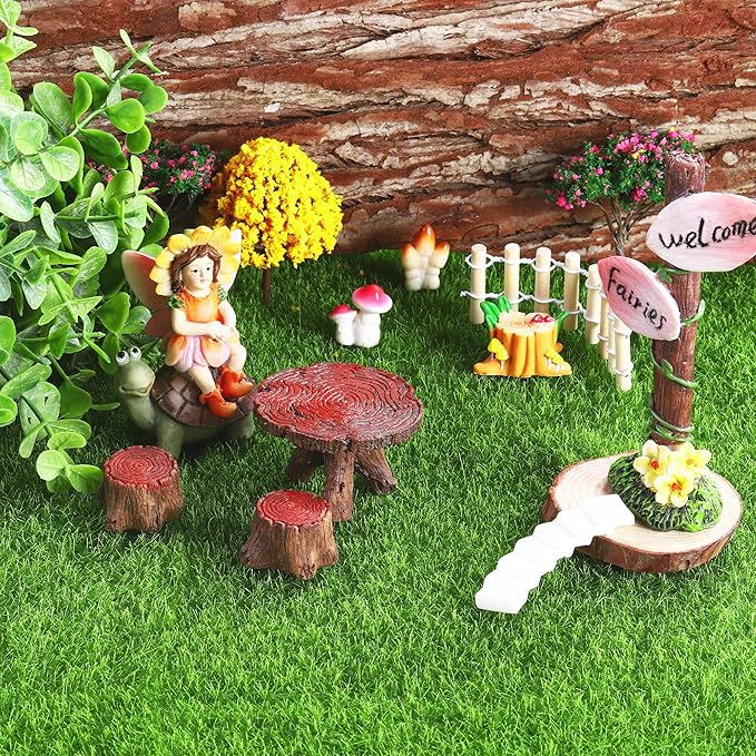 Elcoho 6 Pieces Fake Grass for Crafts Fairy Garden 6 x 6 Inches Artificial Garden Grass for Miniature Ornament Dollhouse DIY Decoration