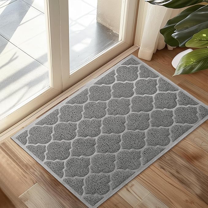 Door Mat Outdoor, 24x36, Welcome Mats for Entryway, Front Doormat for Home Entrance, Indoor Floor Mat, Durable, Non-Slip, Boot Scraper, Catches Muddy and Dirt(Grey)