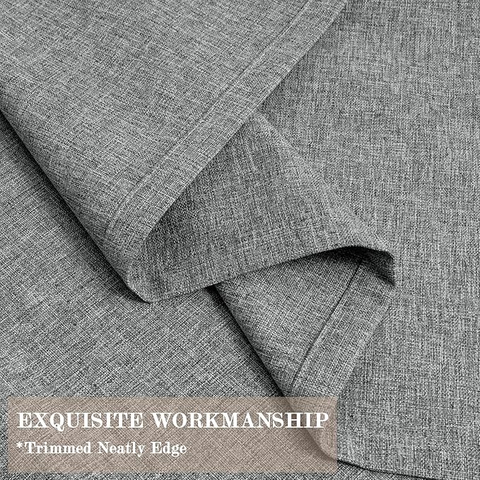 Mid Grey Pinch Pleat 100% Blackout Drapes Linen Blend, Room Divider, Room Darkening, Energy Saving, Furniture Protecting, Light Blocking Extra Wide Privacy Curtains, 240Wx84L, 1 PC