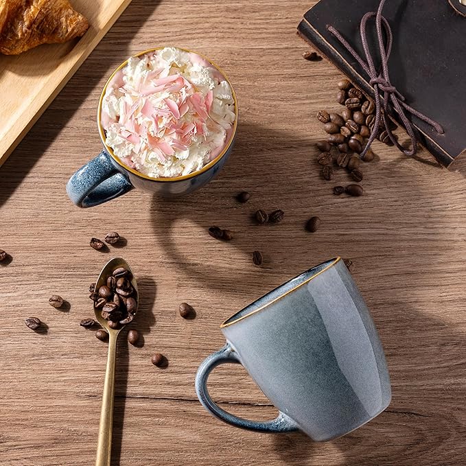 GBHOME Ceramic Coffee Mugs Set of 6, 12oz Stoneware Coffee Mugs Set For Dad Mom Women MEN, Light Weight Ceramic Coffee Cups for Latte/Tea/Beer/Hot Cocoa, Dishwasher & Microwave Safe