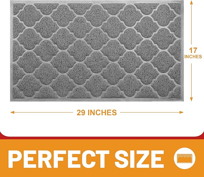 Door Mat Outdoor, 29x17, Welcome Mats for Entryway, Front Doormat for Home Entrance, Patio, Garage, High Traffic Areas, Indoor Floor Mat, Durable, Non-Slip, Catches Muddy and Dirt(Grey)