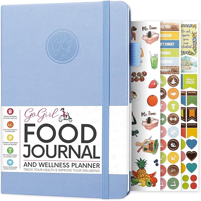 GoGirl Food Journal & Wellness Planner –– Diet & Fitness Diary – Nutrition Journal with Meal, Exercise & Weigh Loss Tracker, A5 (Periwinkle)