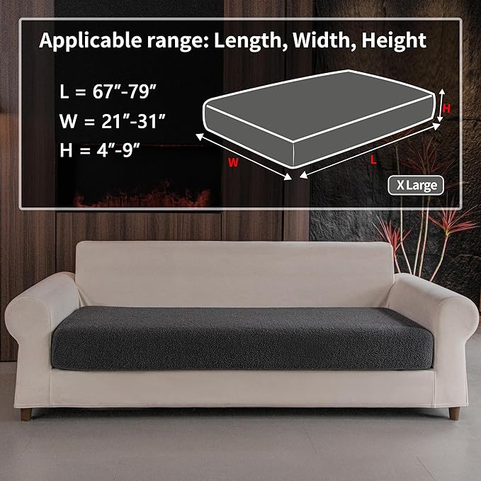 Couch Cushion Covers for Sectional Sofa, Stretch Soft Sofa Slipcovers Washable Wear-Resistant Universal Furniture Protector for Living Room(1 Piece Oversized Cover, Dark Gray)