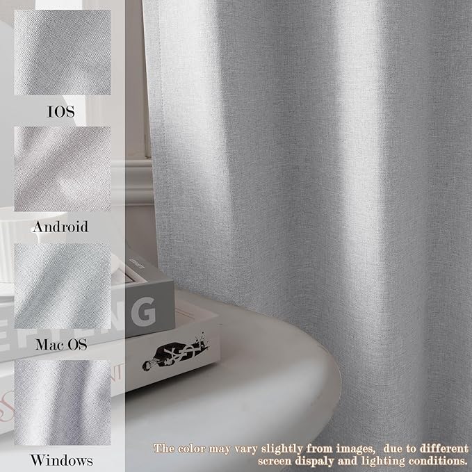 Extra Wide 100% Blackout Linen Textured Curtains - Room Dividers, W200 x L96 (1 Panel), Pinch Pleat Drapes for Living Room, Full Light Block Out Drapery for Sliding Door, Silver Grey