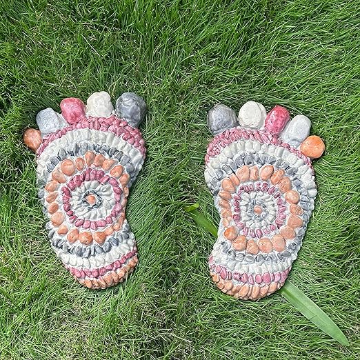 Garden Stepping Stones - Decorative Garden Stones for Patio, Deck, Garden or Sidewalk Faux Cobblestone Stepping Stones (Set of 2#A