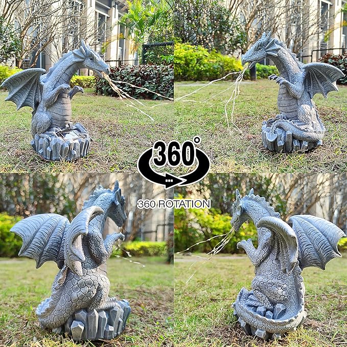 Dragon Solar Garden Statues Outdoor Decoration with LED Light Strings,Dragon Figurine Solar Lights Lawn Décor,Outside Statue Ornament for Patio, Balcony, Yard,Unique Gifts for Mom Grandma