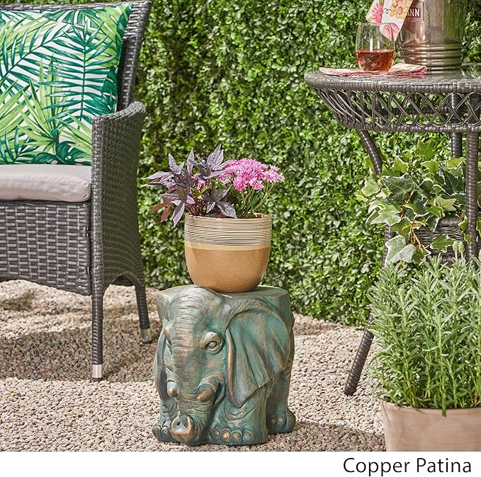 Christopher Knight Home Salome Elephant Garden Stool, Copper Patina